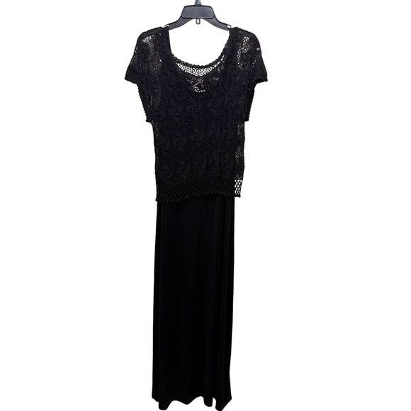 Patra Dresses & Skirts - Patra Womens Maxi Slip Dress Black Shrug Sleeveless Evening Gown‎ Size 8 2 Piece
